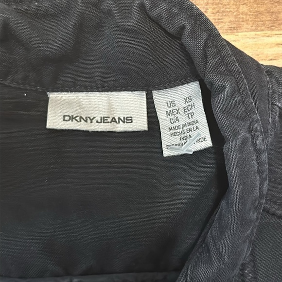 DKNY Y2K 90s Hook & Eye Corset Style Black Button Up Jacket B17 - Picture 3 of 4